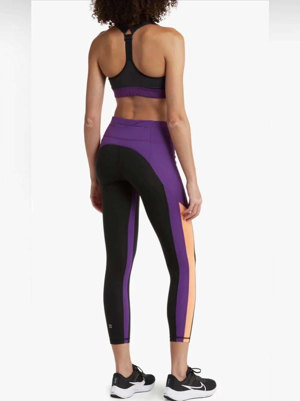 Sweaty Betty Power Colorblock 7/8 Workout Leggings Black Purple Orange Size 8